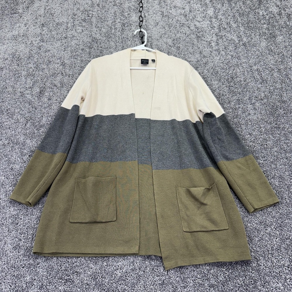 Devotion By Cyrus Sweater Cardigan Womens XL Colorblock Open Front Pockets Knit
